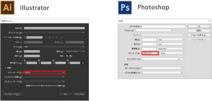 新規データ作成時のカラーモード設定